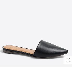 J CREW factory BLACK LEATHER MULE SLIDES